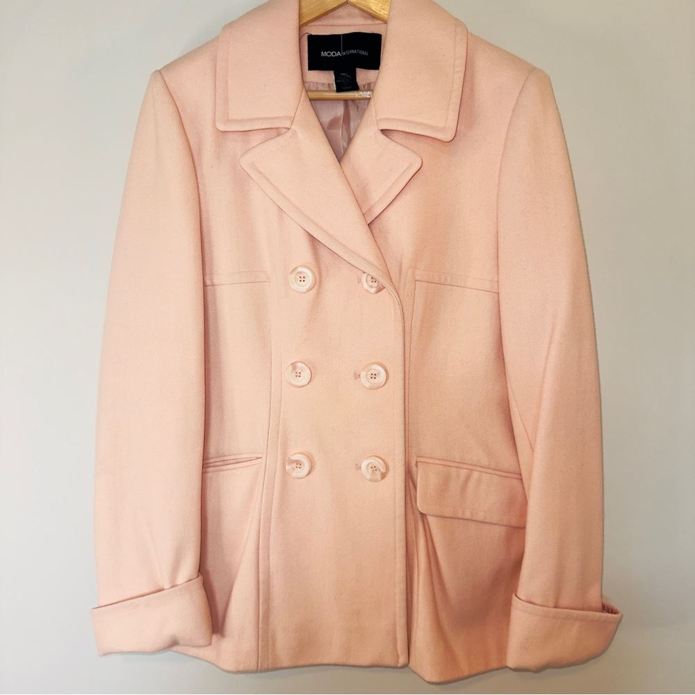 Moda International Soft Pink Women's Pea Coat | Large Size
